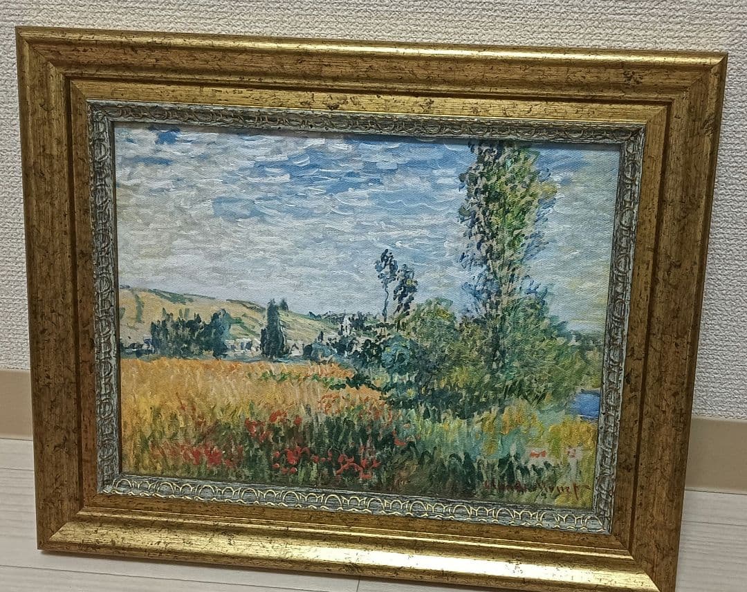 クロード・モネ　油絵複製画　印象派 風景画 金色フレーム付き