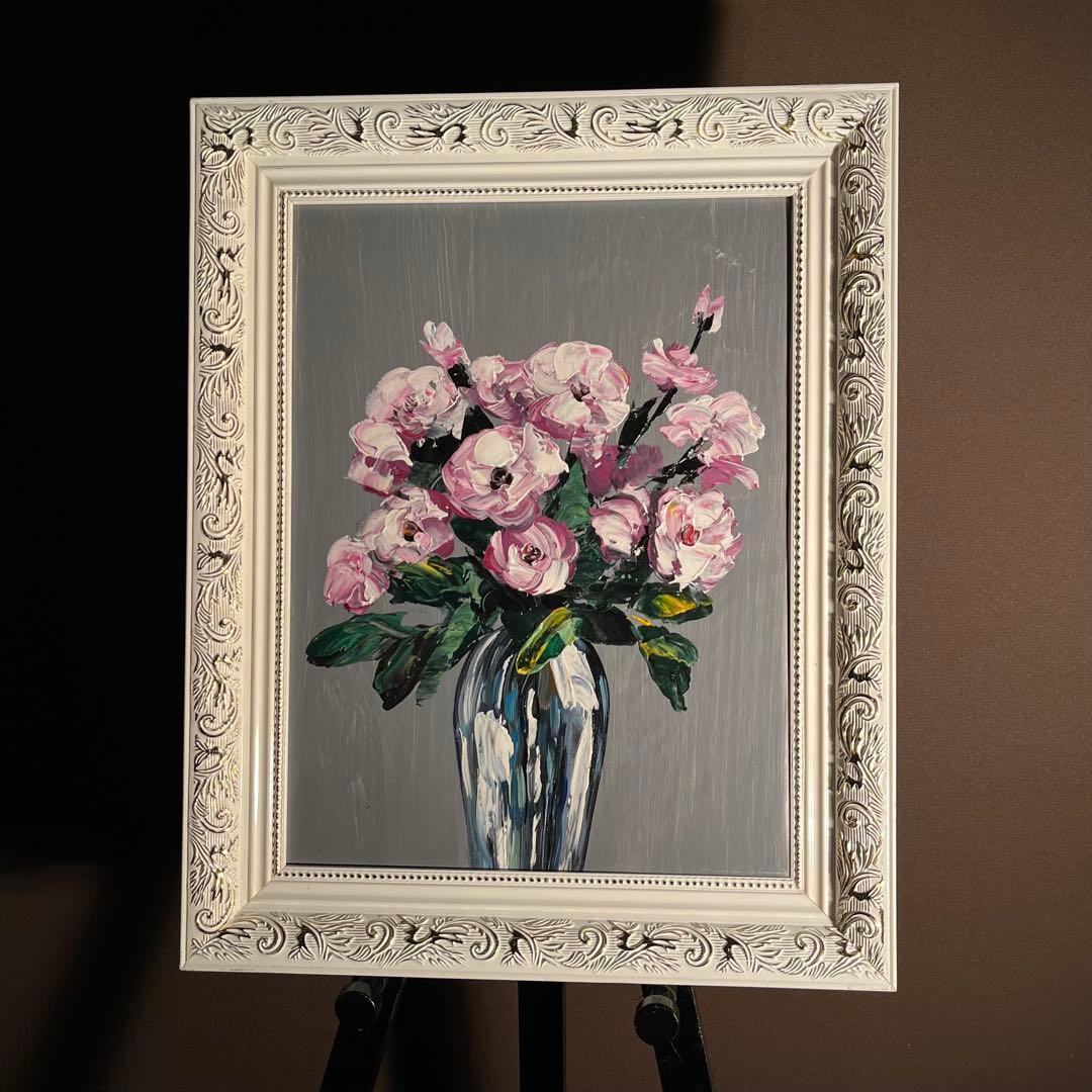 手書き油絵 花瓶の花 額付き 肉筆絵画 インテリア 油彩画 手描き油絵 花瓶の花 額付 インテリア 油彩画 肉筆絵画｜Yahoo!フリマ