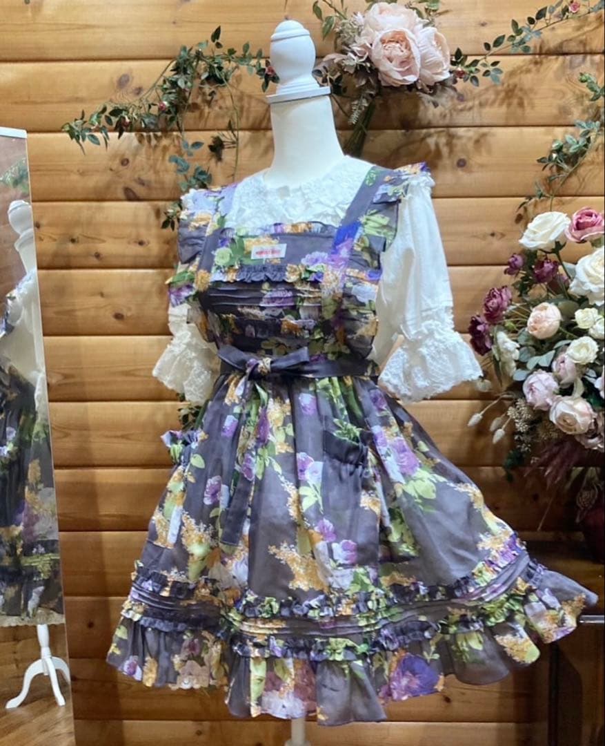 モモコハウス 紫エプロン、ポシェット、ヘッドドレスセット