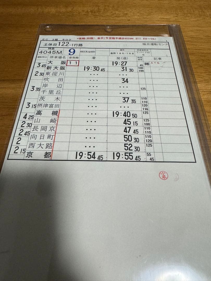 JR西日本 福井運転センター 運転時刻表 スタフ 683系 681系① - メルカリ