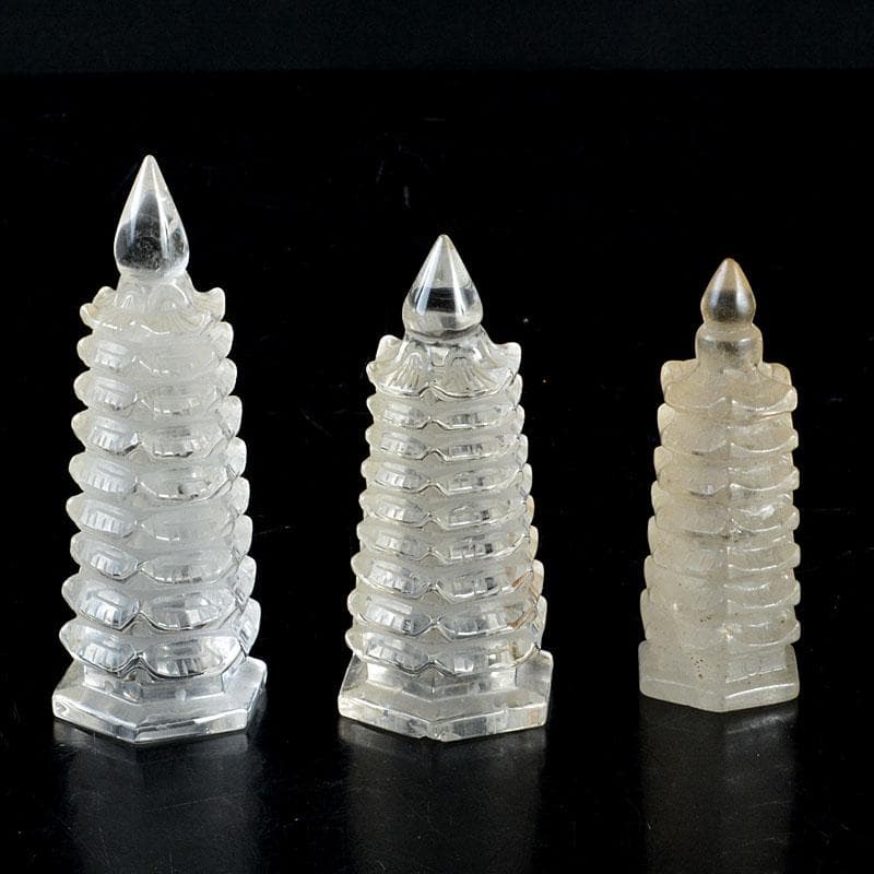 天然石　水晶　文昌塔　風水　縁起物　３点まとめて　Ｖ　6874