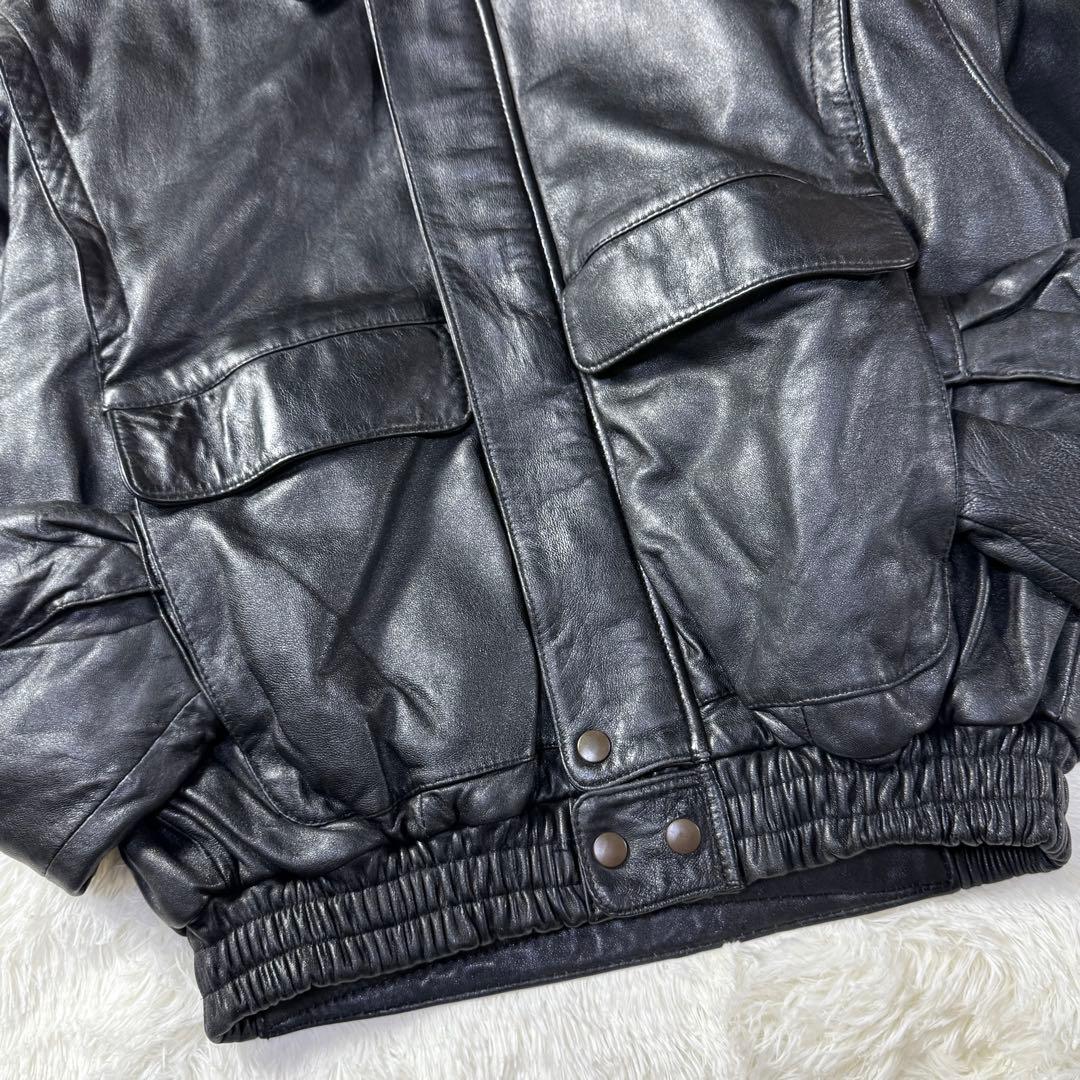 美品】90s A-2 ブラックレザー フライトジャケット L 羊革 短丈 - メルカリ