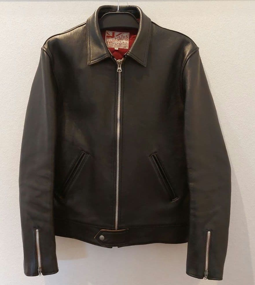 アディクトクローズ　AD-01 CENTER-ZIP JACKET SHEEP AD-01 Sheepskin Leather Center Zip Jacket in Black – Blue Owl Workshop