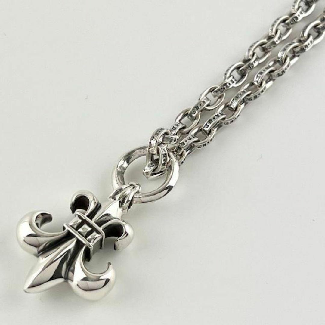 【新品】ラスト1点 シルバー925 フレアネックレス 50cm 百合の紋章