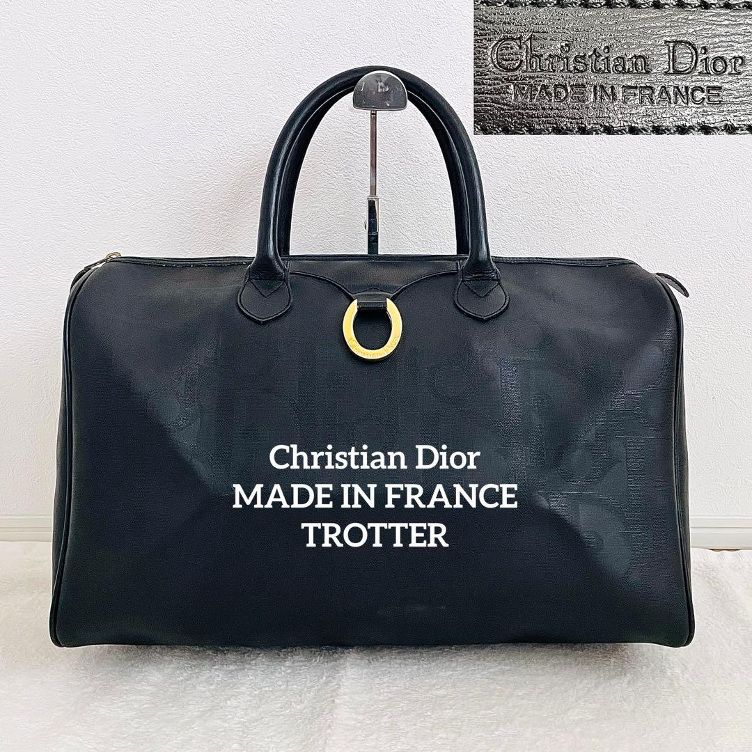 美品 Christian Dior ボストンバッグ トロッター柄 金具 PVC