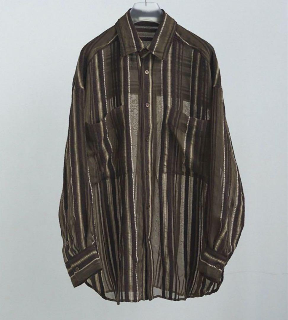 anuke Sheer Stripe Shirts ブラウン