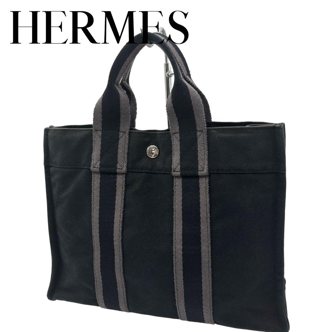 HERMES トートPM 100754M フールトゥ キャンバス ブラック