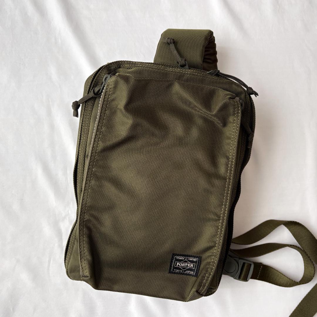 超美品 ポーター ユニット ボディバッグ ショルダー カーキ 784-05468