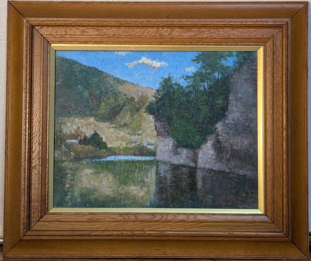 【真作】絵画　沢田正一　油彩6号　渓谷の静寂　自然の調和を描く写実作品　Y100 Yahoo!オークション - 【真作】絵画 沢田正一 油彩6号 渓谷の静寂 自然