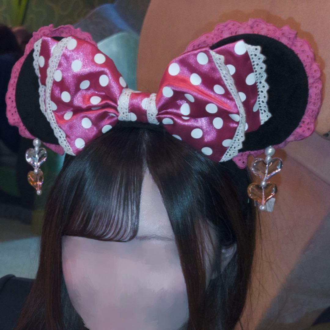 ディズニー ミニーマウス カチューシャ イヤリング ドッド ピンク