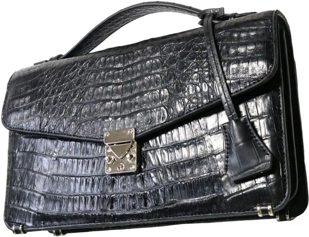 25S クロコダイル ハンドバッグ ビジネスバッグ ブラック 人気 メンズ 黒色