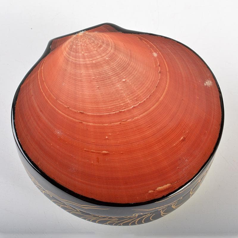 茶道具 山中塗 道場宗廣作 玄々斎好 月日貝蒔絵 香合 共箱 V 6015