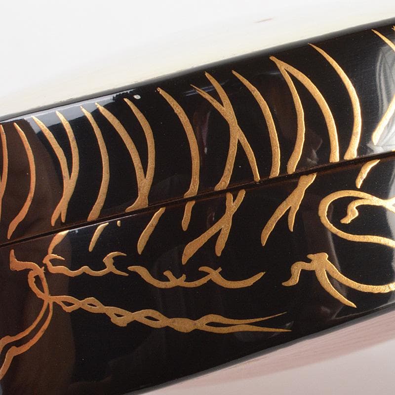 茶道具 山中塗 道場宗廣作 玄々斎好 月日貝蒔絵 香合 共箱 V 6015