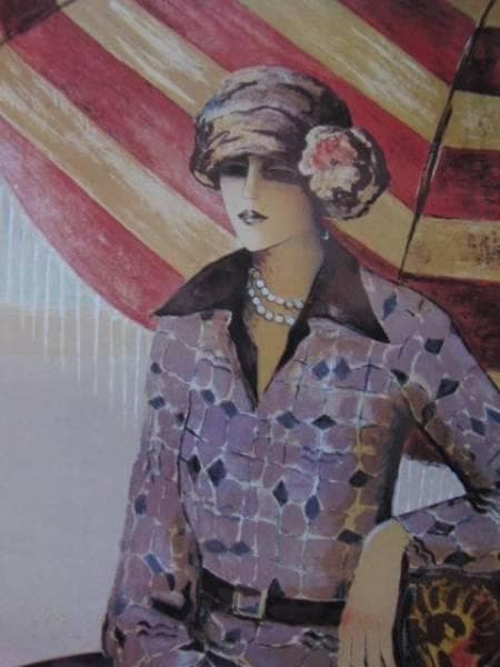 カシニョール 、【THE SUNSHADE】、日本未発売、希少画集画 J. P. カシニョール 「日傘を持つ女」 Jean-Pierre Cassigneul - 創業
