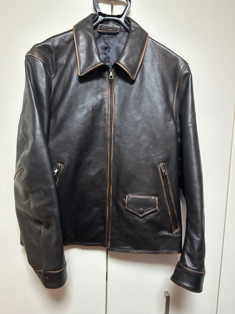 【新品】Edifice 25ss アンティークレザージャケット Lサイズ ラム アンティーク レザー ジャケット（レザージャケット）｜EDIFICE