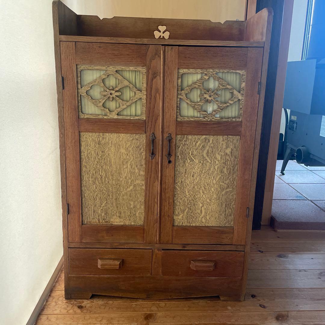 【希少】アンティーク ガラス 戸棚 チェスト キャビネット 飾り棚 昭和レトロ