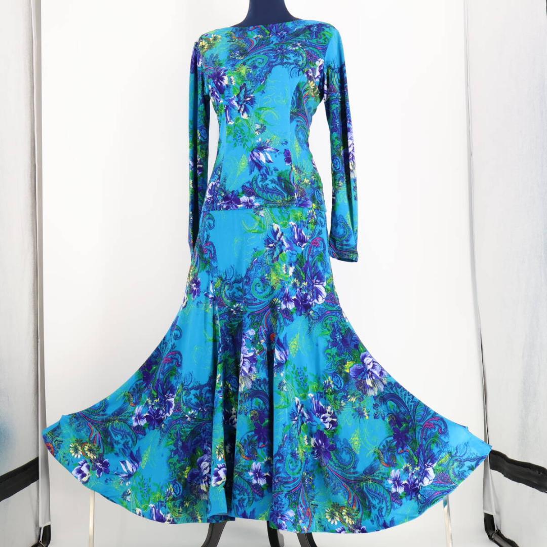 美品 日本製 社交ダンス衣装】ブルー Chacott 上下セット セットアップ