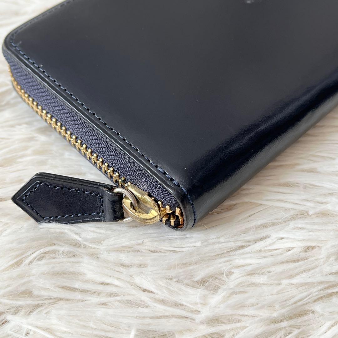 ココマイスター ロンドンブライドル ラウンドジップ 長財布 ネイビー