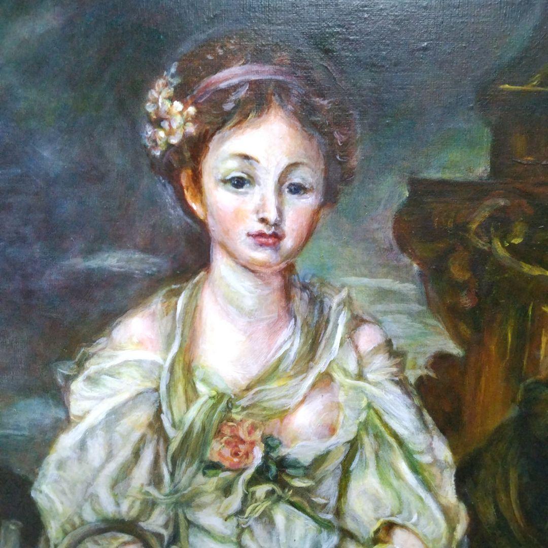 巨匠の肉筆模写 アンティーク調 高級ゴールド額縁ガラス入り保田三友紀