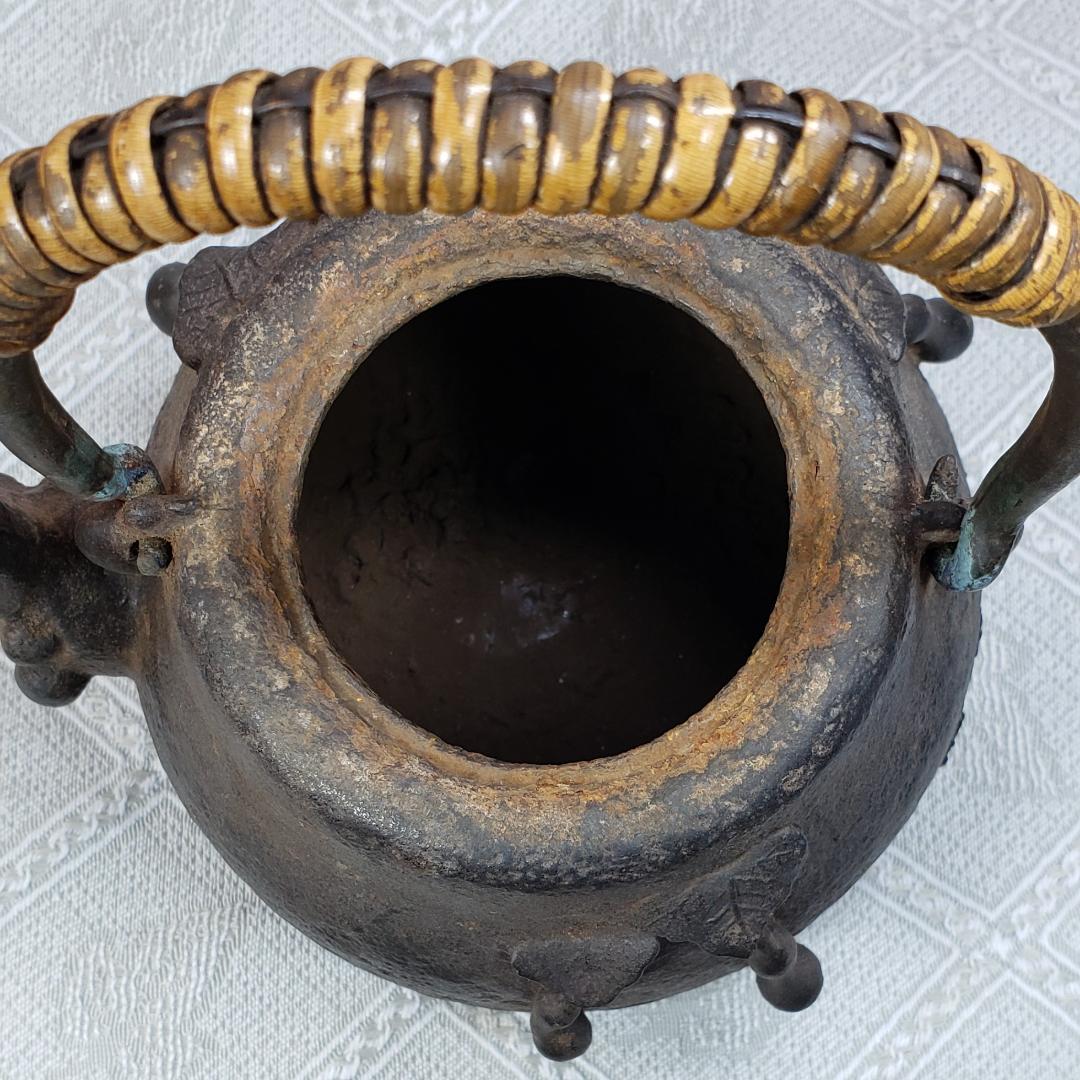 ◇『初代 龍文堂 安之介 胴横銘 瓢箪地紋鉄瓶』鉄瓶◇検）亀文堂 雨宮