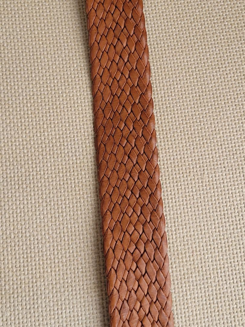 RALPH LAUREN シルバーバックル 本革 メッシュベルトレザー編み込み