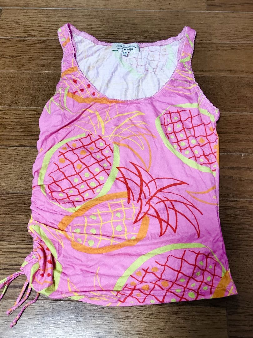 未使用　Bluemarine フルーツ柄 ストレッチキャミタンクトップ 38