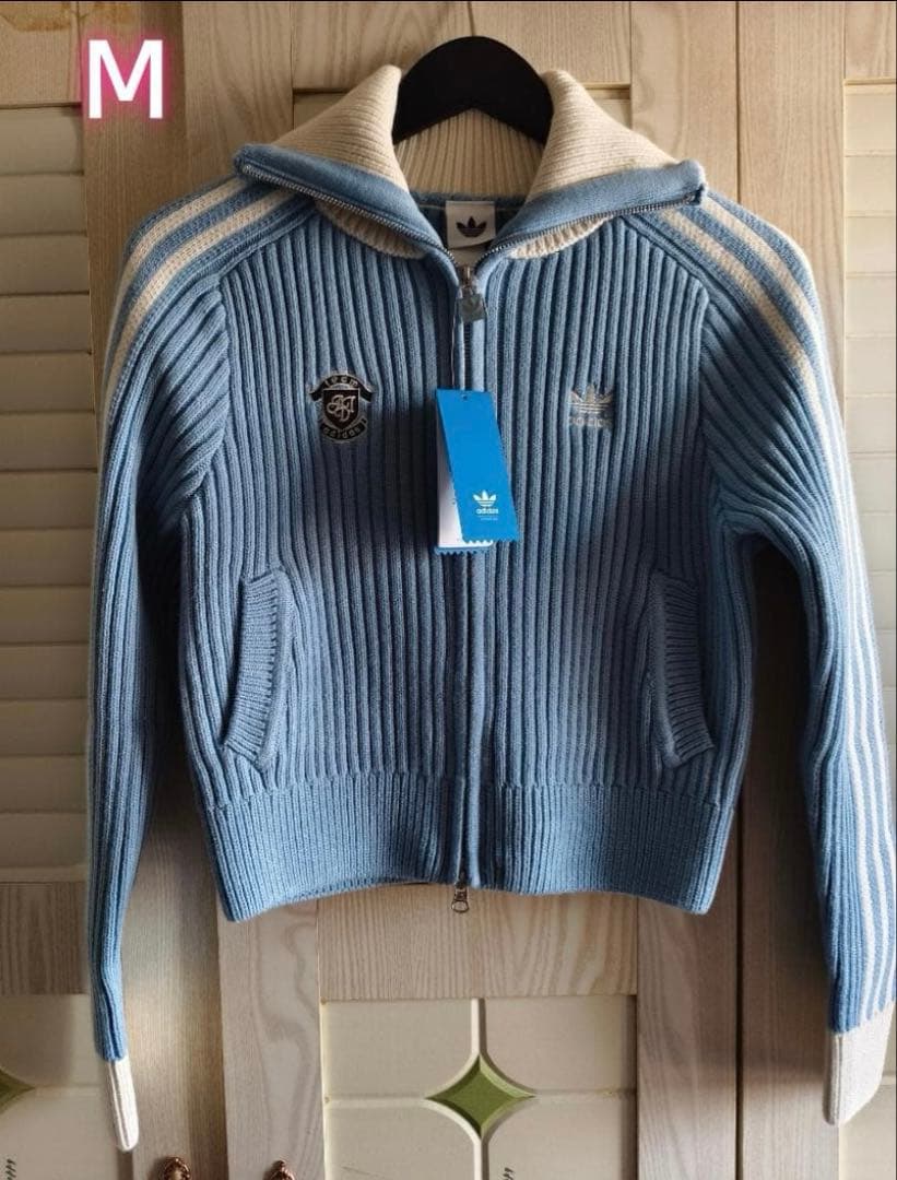 【新品】Adidas中国限定 カジュアル ニットセーター M ライトブルー