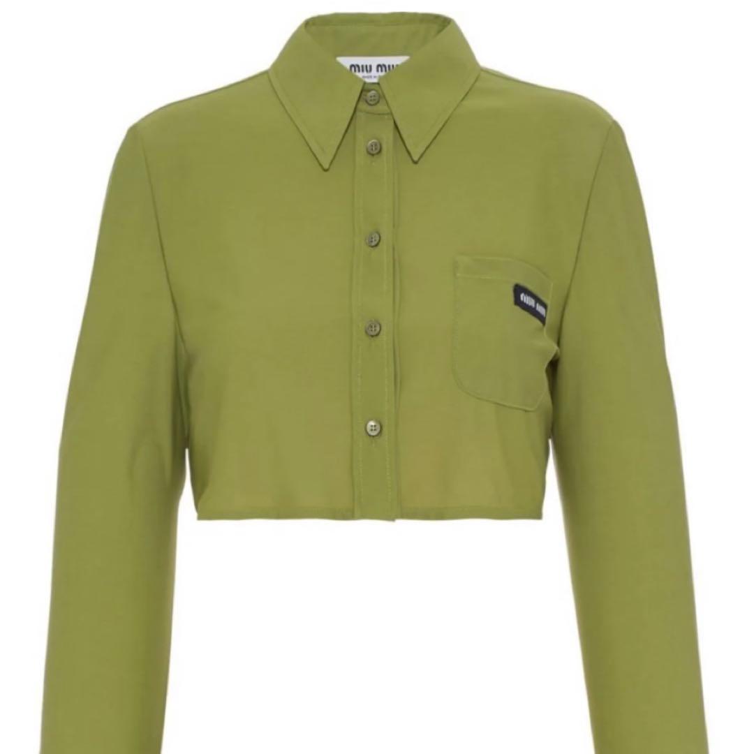 miumiu ミュウミュウ ロゴ クロップド丈 シャツ ブラウス