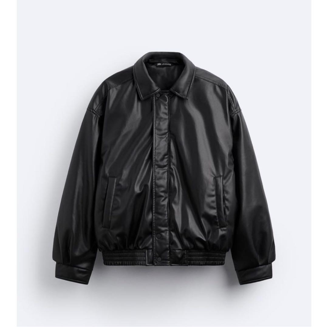 ZARA フェイクレザー パフジャケット ブラック Mサイズ - メルカリ