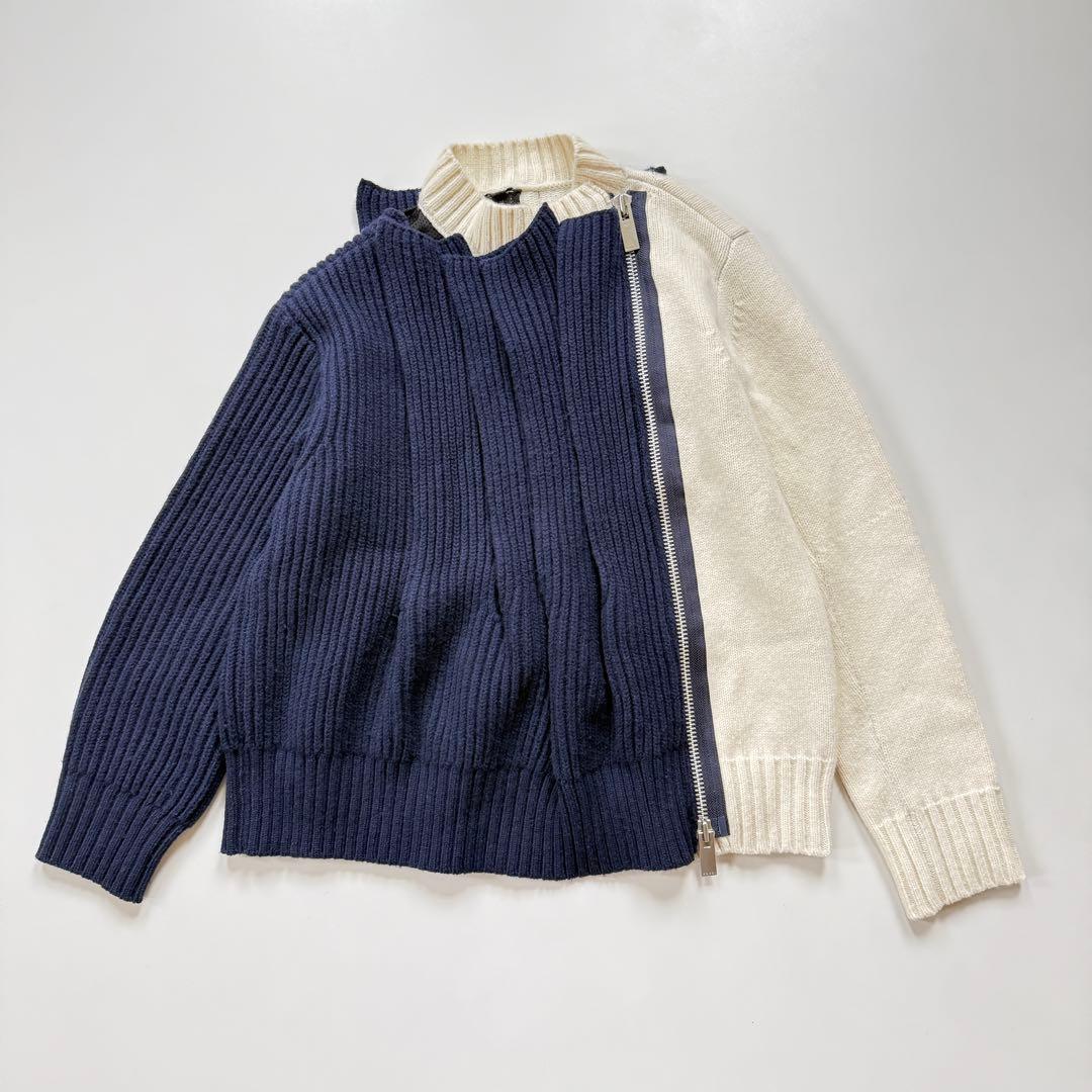 希少✨sacai 21aw Wool Kint Zip up Blouson