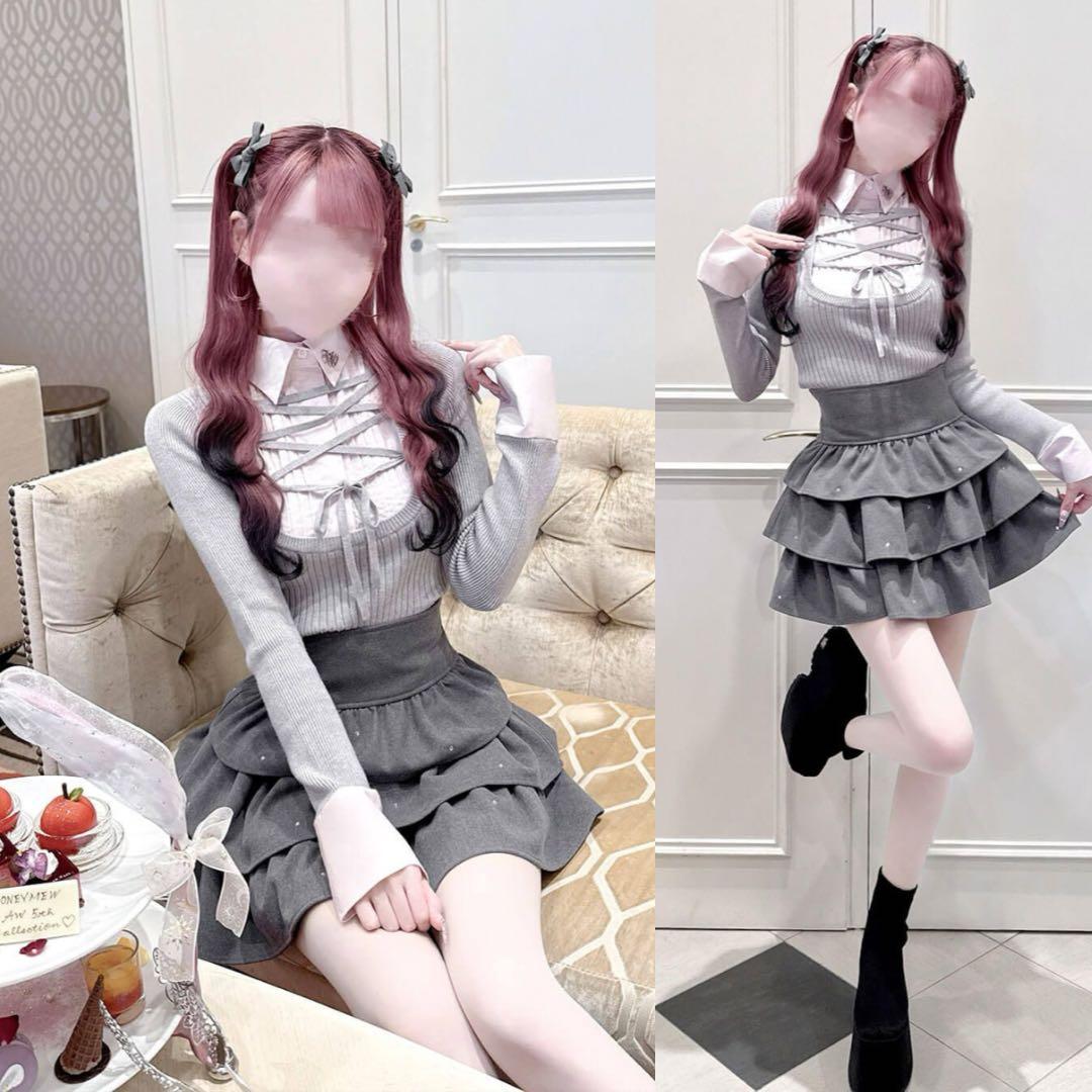 ミシェルマカロン HONEY MEWレースアップドッキングトップス