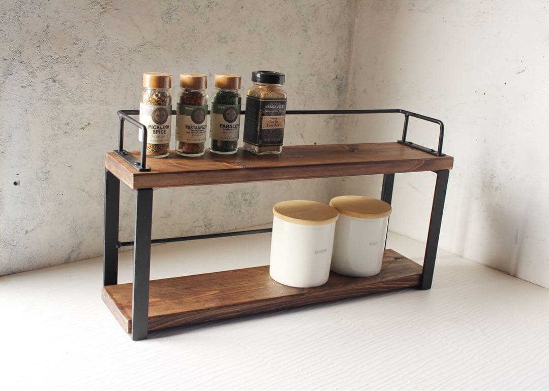 R..！アイアン2段スパイスラック・調味料棚・49 cm