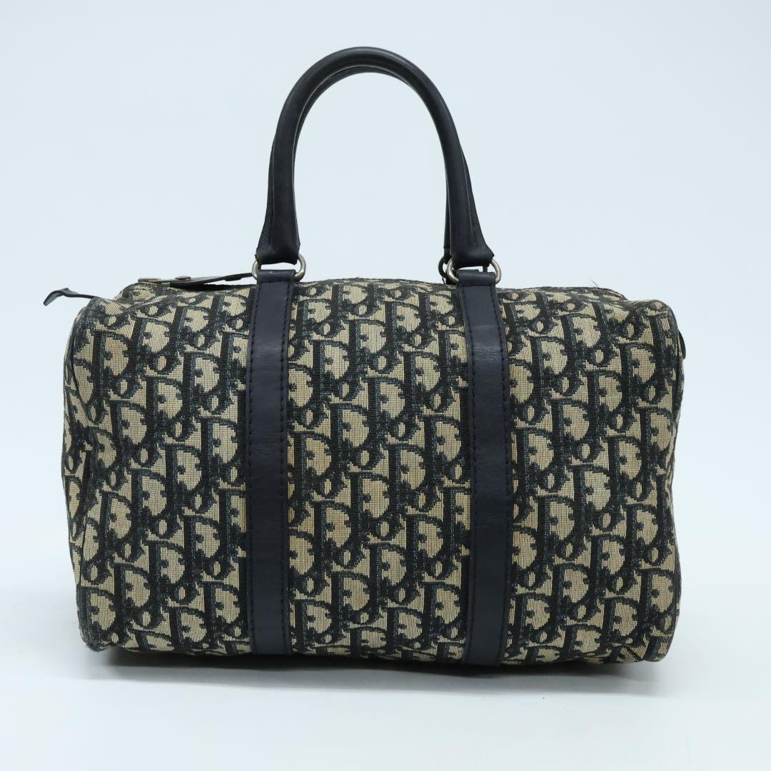 美品 Dior ディオール ミニボストン ハンドバッグ トロッター ネイビー