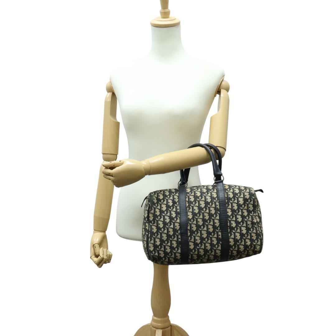 美品 Dior ディオール ミニボストン ハンドバッグ トロッター ネイビー