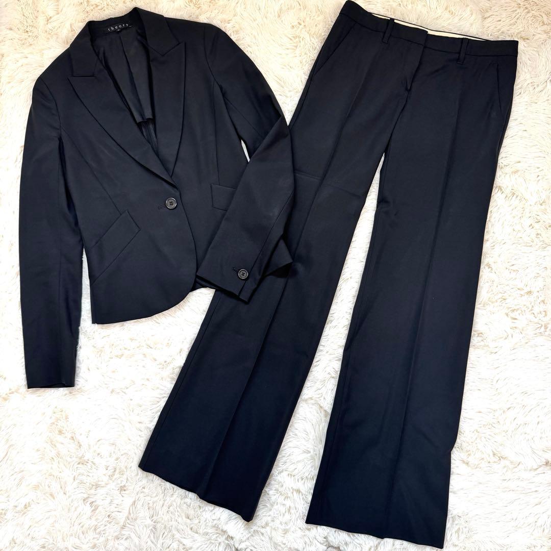theory セオリー　セットアップ ストレッチ スーツ 黒 M フレア 春夏