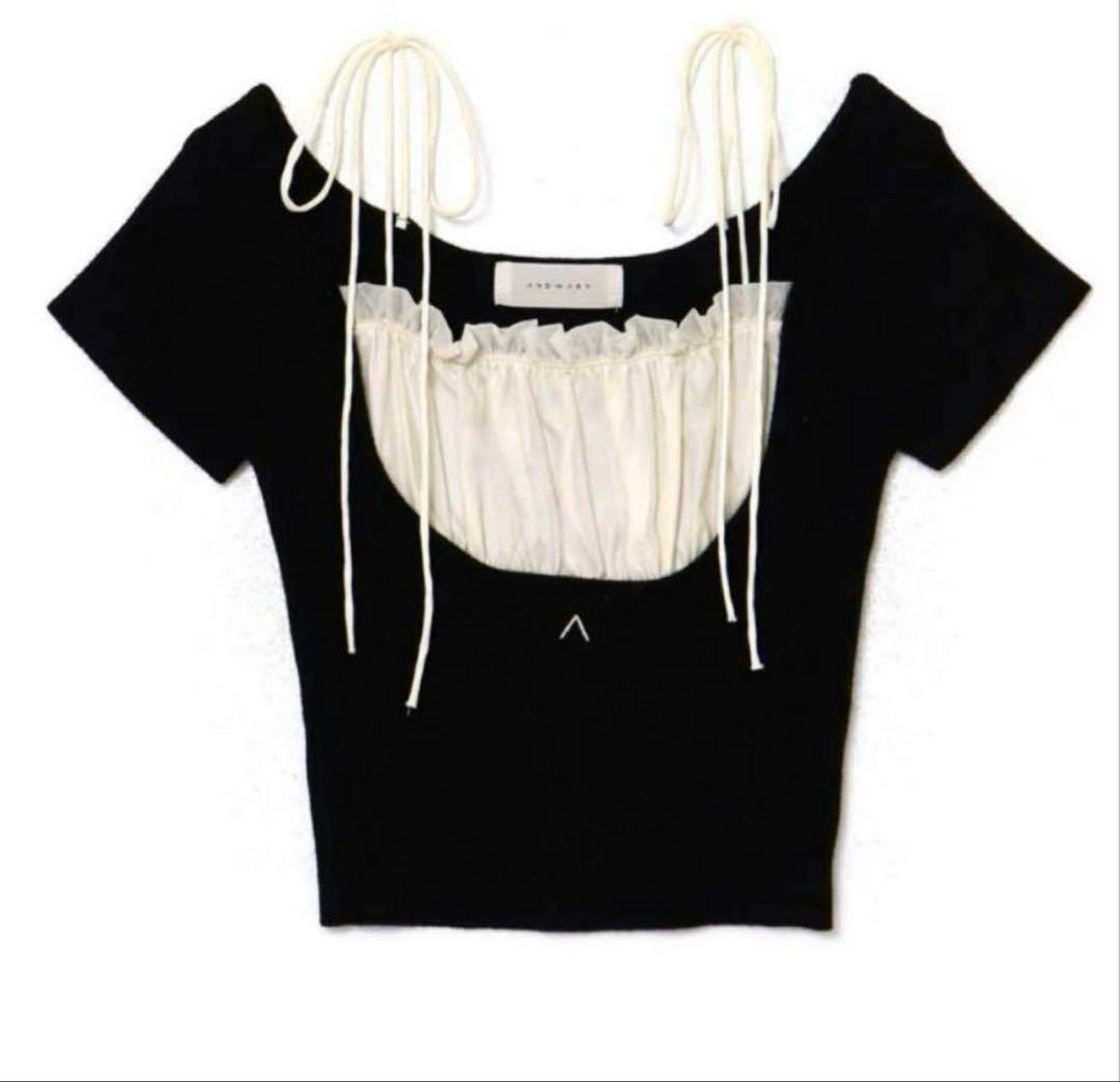 トップス andmary Mew frill tops black