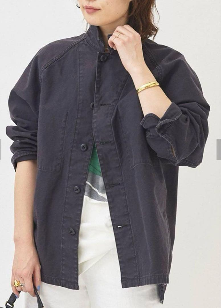 ⭐️plage ⭐️ Army シャツ ジャケット　ブラック　36