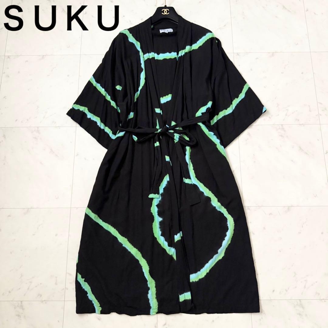 【人気】ＳＵＫＵ　 DRESSING GOWN バスローブ　ガウン　黒