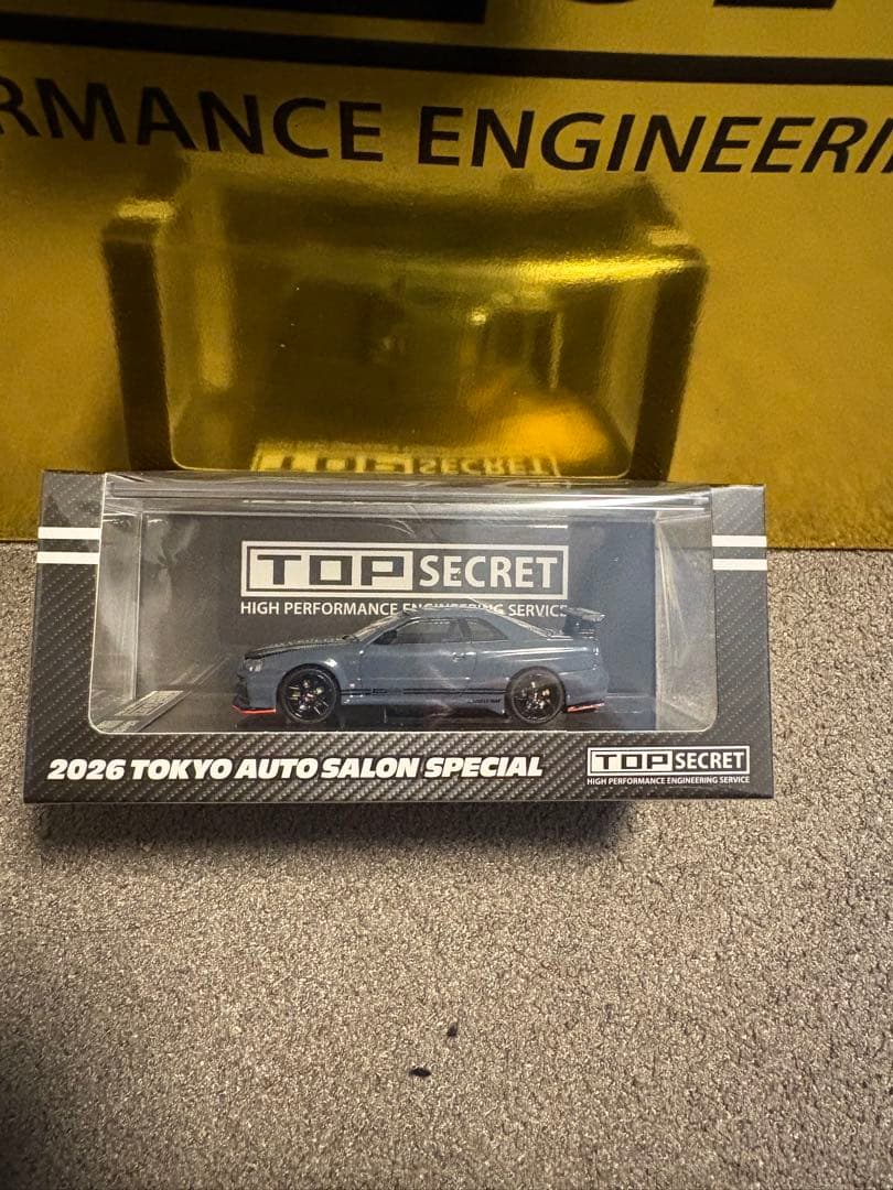 TOP SECRET トップシークレット GT-R R34 東京オートサロン限定 激戦必至!! トップシークレットのR34ミニカーを東京オートサロン会場で