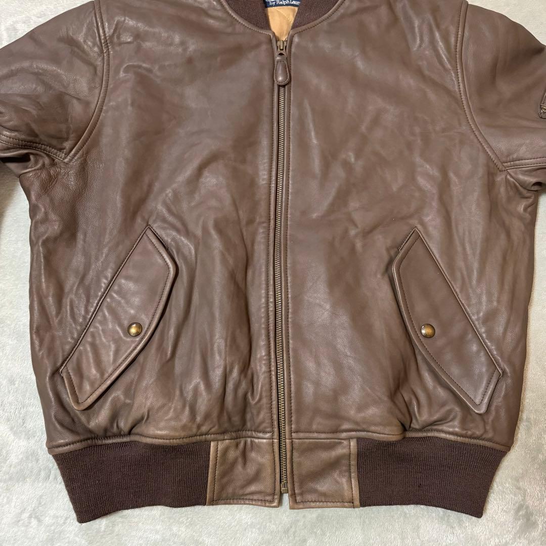 90s Polo Ralph Lauren ラムレザー MA-1 ブラウン - メルカリ