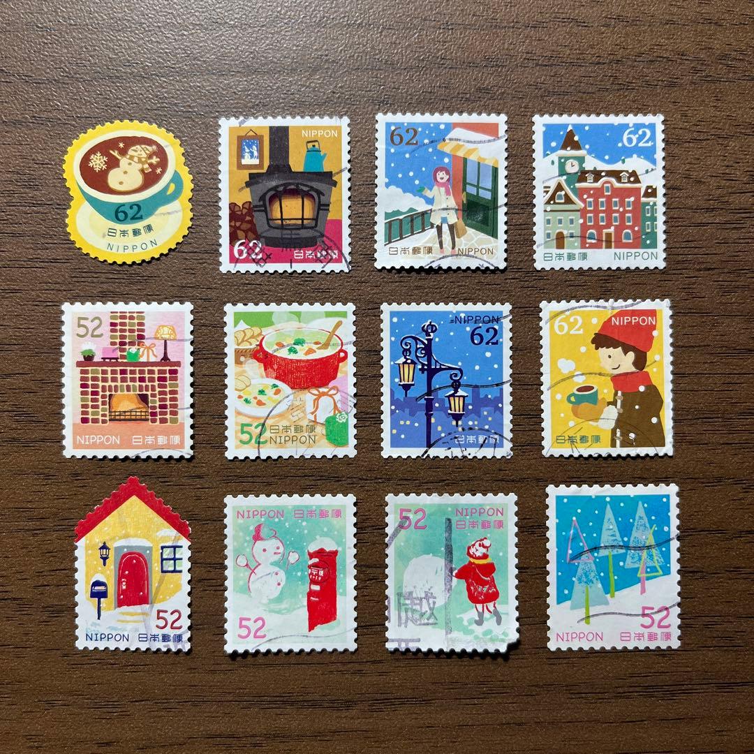 日本の古切手　冬 その2　12枚