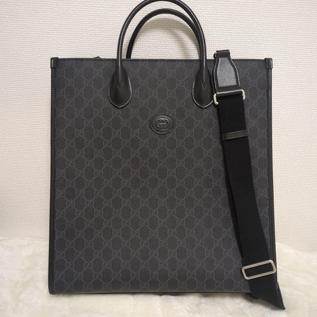 GUCCI ブラック インターロッキングG トートバッグ 2way