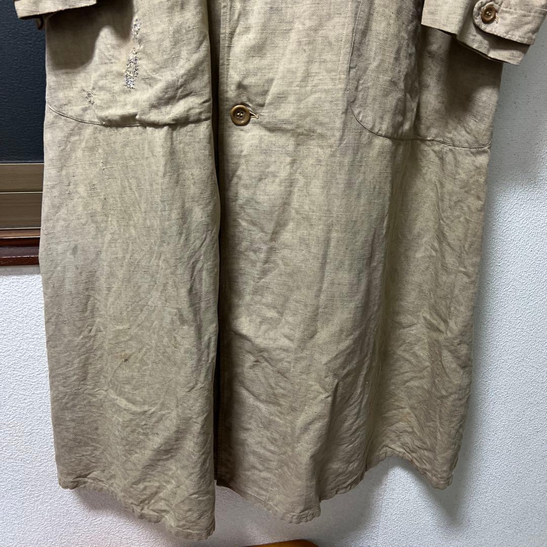 20s 30s french vintage リネン ダスターコート チンスト