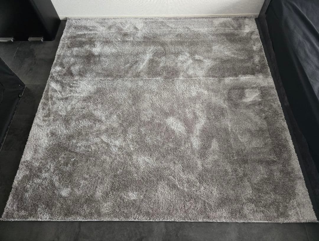 ラグ 国産 高級ラグ ジェイド 190×190 プレーベル カーペット シルバー