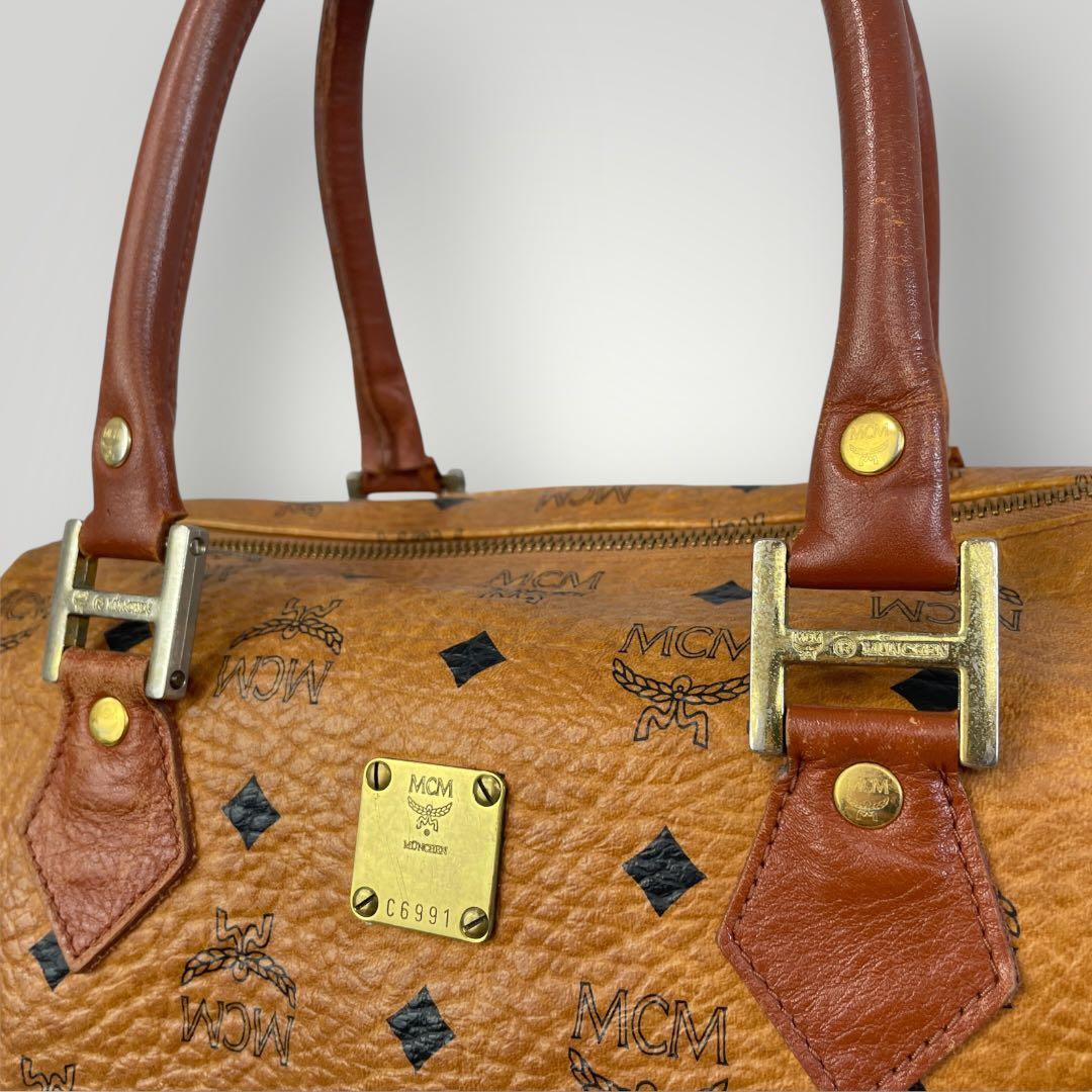 美品 MCM ミニボストンバッグ ヴィセトス ゴールド金具 ロゴプレート