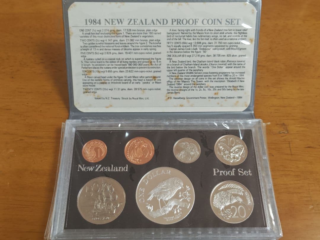 1984年 New Zealand Proof コインセット、説明書付
