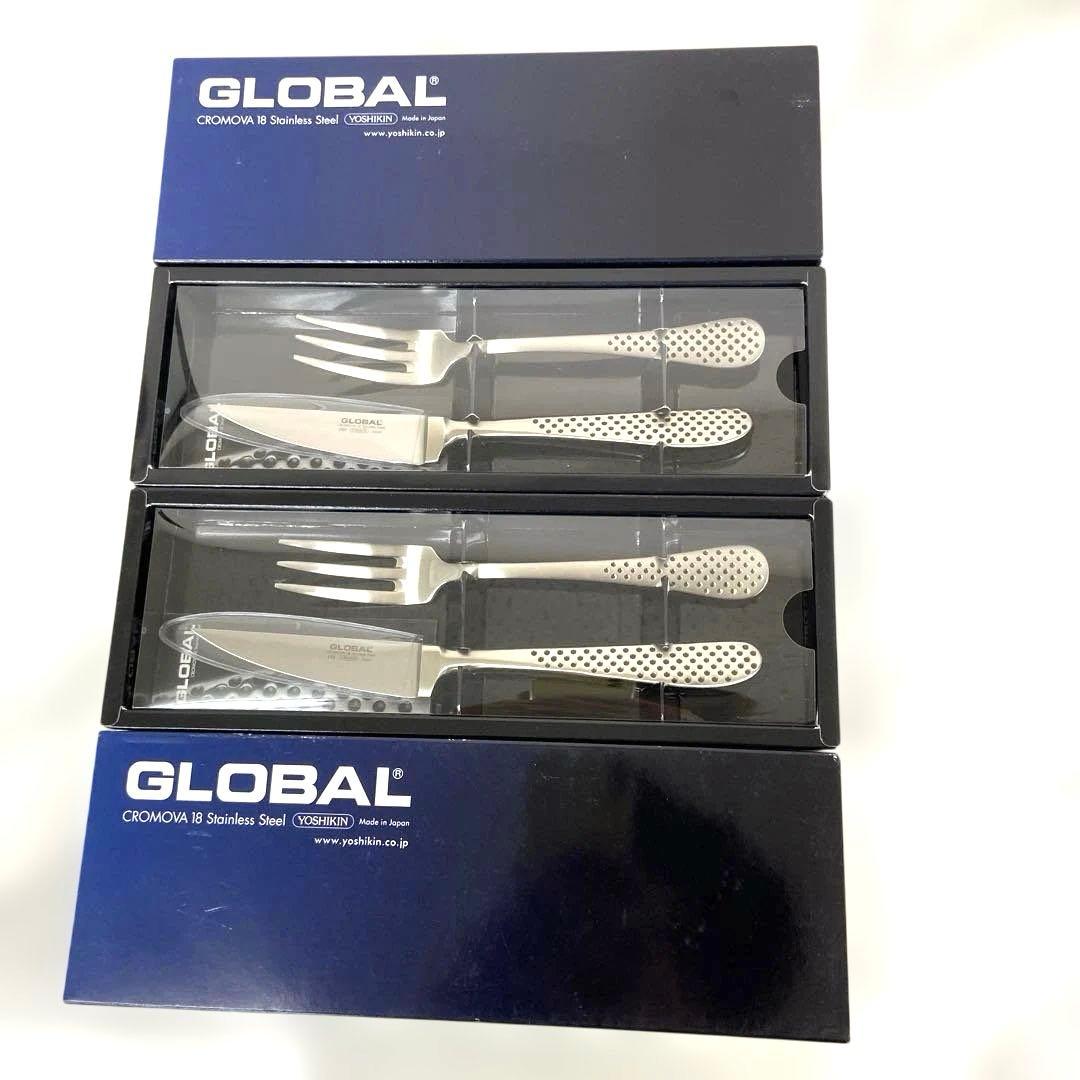 。【新品】GLOBAL グローバル　ステーキナイフ&フォークセット吉田金属　2組