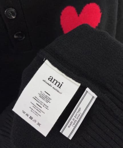 AMI PARISトブラックーポロニット ハート刺繍 L23 - メルカリ