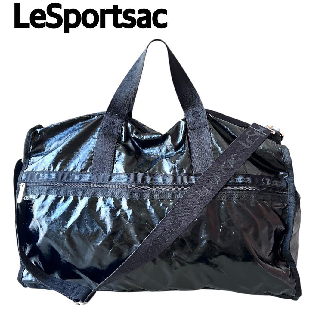 【良品】レスポートサック　黒　ナイロンボストンバッグ　軽量　大容量　エナメル LeSportsac（レスポートサック） ボストンバッグ DELUXE MED WEEKENDER