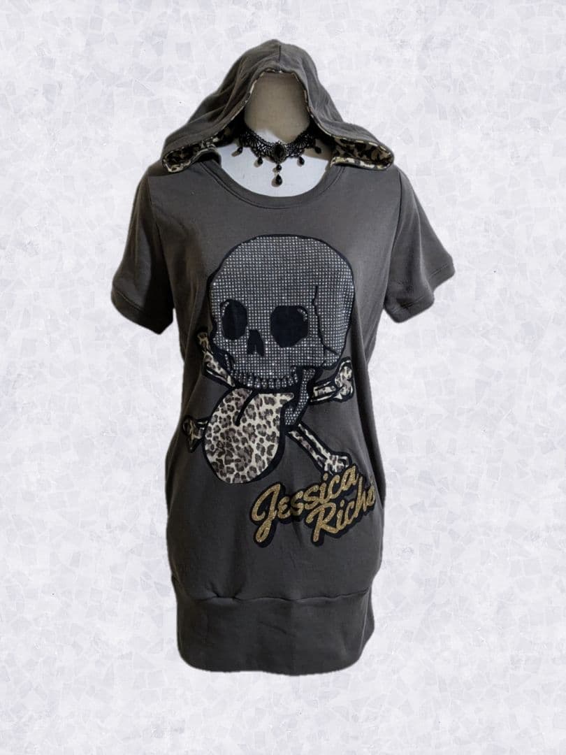 フェアリーグランジ y2kダークコア 平成ギャル ヒョウ柄スカル